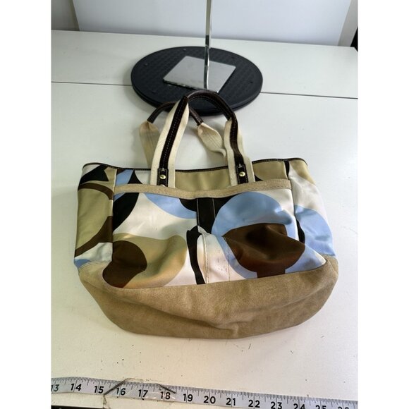 Coach Y2K Hamptons Weekend Scarf Print Tote Brass, Multicolor Brown/Blue - Picture 6 of 10